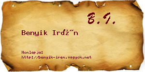 Benyik Irén névjegykártya